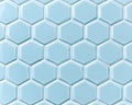 Light Blue Hexagonal Ceramic Tiles Background. Royalty Free Stock Photo