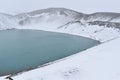 The blue Hverfjall Crater in spring with snow in background in Myvatn, Iceland Royalty Free Stock Photo