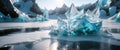Light blue ice crystals background artwork created with Generative AI Royalty Free Stock Photo