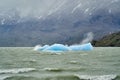 Light blue iceberg on lake Grey at Torres del Paine national park. Royalty Free Stock Photo