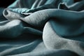 Light blue linen fabric close up image.