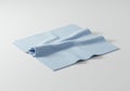 Light Blue Microfiber Cloth Folded on White Background Studio Shot Royalty Free Stock Photo