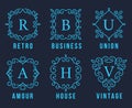 Light Blue Monogram Logos Set design vector illustration