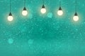 light blue wonderful bright glitter lights defocused light bulbs bokeh abstract background with sparks fly, festive mockup texture Royalty Free Stock Photo