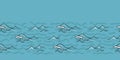 Light blue ocean waves seamless vector border pattern. Hand drawn seaside beach water ribbon. Wavy aqua edging trim. Seafaring Royalty Free Stock Photo