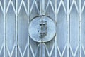 Light blue old metal grille sliding door Royalty Free Stock Photo