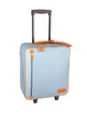 Light blue orange leather travel suitcase isolated on white Royalty Free Stock Photo