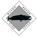 A light blue outlined wahoo fish with brand logo Royalty Free Stock Photo