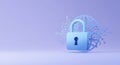 Light Blue Padlock with Keyhole and Circuit Board Globe on Lavender Background Royalty Free Stock Photo
