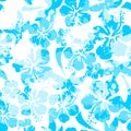 Light blue paint effect hibiscus seamless pattern Royalty Free Stock Photo