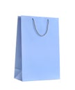 Light blue paper shopping bag isolated on white Royalty Free Stock Photo