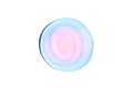 Light blue and pink round gradient transparent gel drop isolated on white background. Top view. Virus protection or