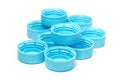 Light blue plastic bottle caps Royalty Free Stock Photo