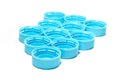 Light blue plastic bottle caps Royalty Free Stock Photo