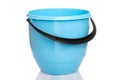 light blue plastic bucket with a black handle on a white background Royalty Free Stock Photo