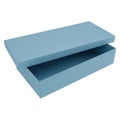 A light blue rectangular box with an open lid and dark blue interior isolated on transparent background Royalty Free Stock Photo