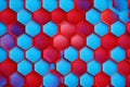 Light Blue, Red background with hexagons Royalty Free Stock Photo