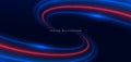 Light blue and red cuved rays glowing on dark blue background. High speed motion moving concept Royalty Free Stock Photo