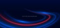 Light blue and red cuved rays glowing on dark blue background. High speed motion moving concept Royalty Free Stock Photo