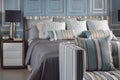 Light blue romantic style with reading lamp and comfy sofa