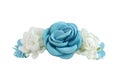 Light Blue Rose Flower Crown Front View isolated on white background with clipping paths Royalty Free Stock Photo