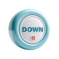 Light blue round 3d down button with text and arrow indicating decrease or selection Royalty Free Stock Photo
