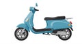 Light blue scooter with a classic, streamlined design. Features include a black Royalty Free Stock Photo