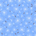 Light blue seamless pattern with dandelion fluff