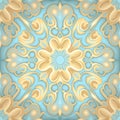 Light blue and yellow seamless symmetric patterned background tile Royalty Free Stock Photo