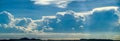 light blue sky and silhouette island Panorama