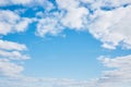 Light blue sky with white clouds. Nature protection concept. Sunny day, warm weather Royalty Free Stock Photo