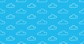 light blue sky white clouds pattern seamless vector background. Ornament can be used for gift wrapping paper, pattern Royalty Free Stock Photo