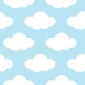 Light blue sky with white clouds seamless background