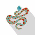 Light blue snake with orange spots icon flat style Royalty Free Stock Photo