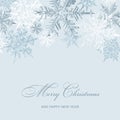 Light Blue Snowflakes Christmas Greeting Card, Vector Illustration Background Royalty Free Stock Photo