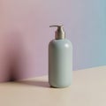 Light Blue Soap Dispenser on Pastel Background Royalty Free Stock Photo