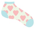 Light blue sock with hearts, icon