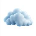 3D Render of a Fluffy Blue Cloud, Isolated on White Background Royalty Free Stock Photo