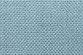 Light blue textile background with checkered pattern, closeup. Structure of the fabric macro. Royalty Free Stock Photo