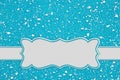 Light blue textured felt fabric material with a snow effect and banner background