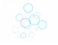 Light Blue Transparent Bubbles on White Background Royalty Free Stock Photo