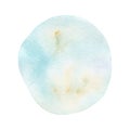 Light blue watercolor circle, watercolor earth, hand drawn watercolor spot of round shape, vector illustration isolated Royalty Free Stock Photo