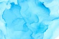 Light blue watercolor texture background. Alcohol vector ink art.