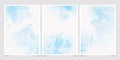 light blue watercolor wet wash splash on paper birthday or wedding invitation card background template collection Royalty Free Stock Photo