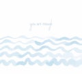 Light blue wave lines and inspirational quote you are enough. Sea background, minimalist nature design on white