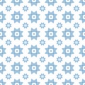 Light blue on white with two different sized stars with squares and circles seamless repeat pattern background Royalty Free Stock Photo