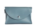 Light blue women`s envelope belt bag isolated on white Royalty Free Stock Photo