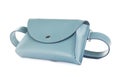 Light blue women`s envelope belt bag isolated on white Royalty Free Stock Photo