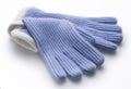 Light blue woolen gloves