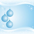 Light blue xmas Background with Balls and Snowflak